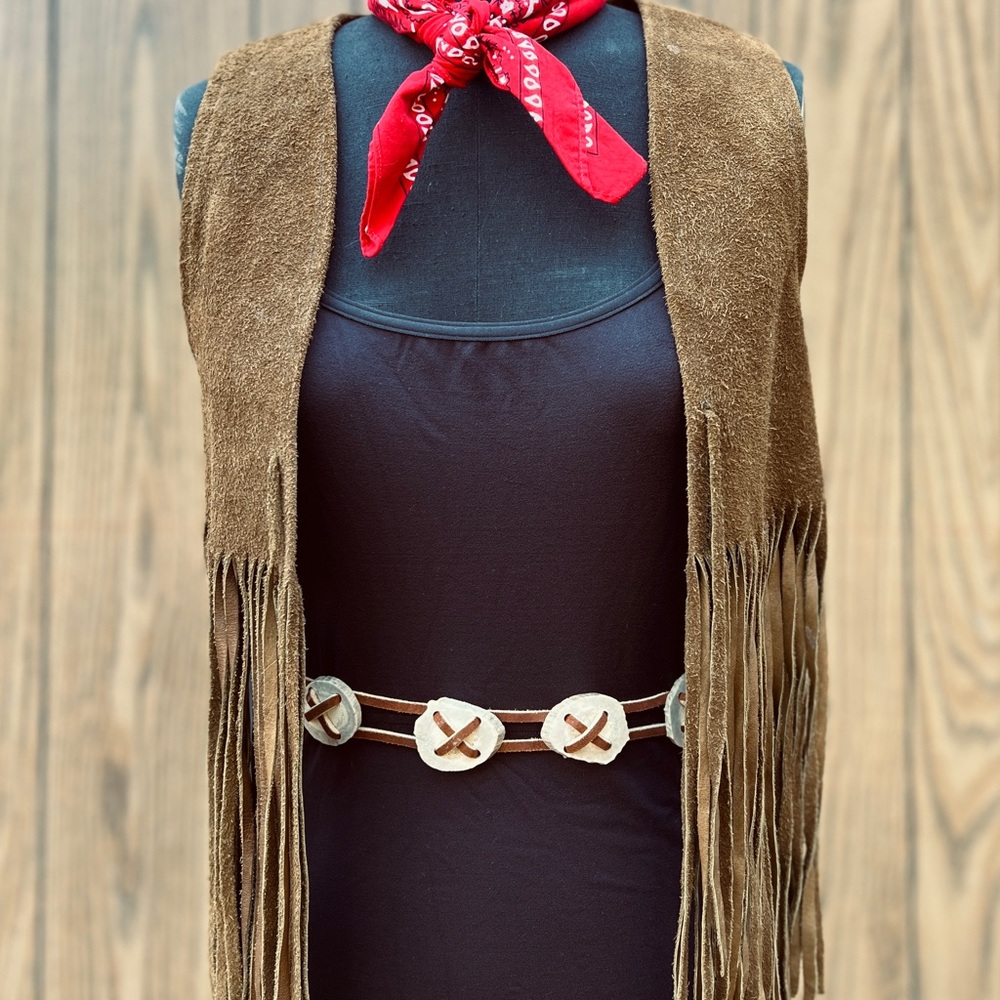 ADJUSTABLE VINTAGE ANTLER & LEATHER BELT